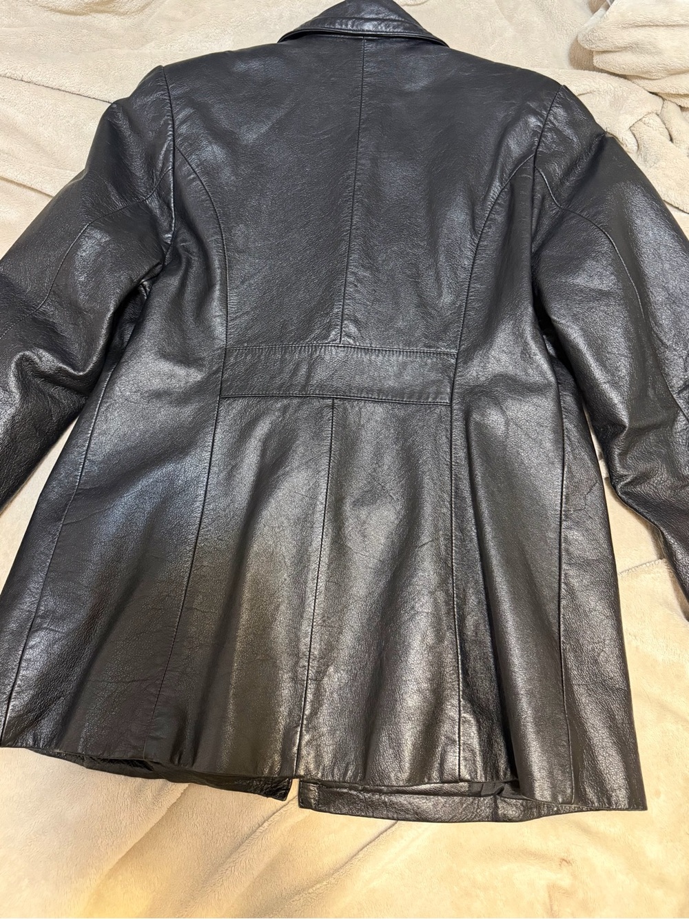 Wilson Black Double-Breasted Leather Blazer - Picture 4 of 6